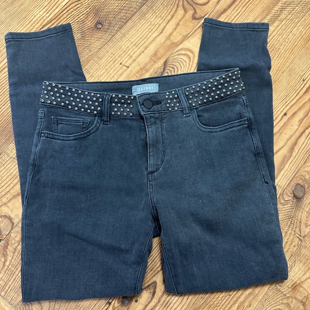 DL1961 Women's Black Skinny Jeans with Studded Belt